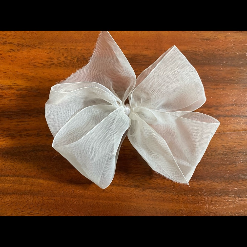 Girl’s White Sheer Hair Bow